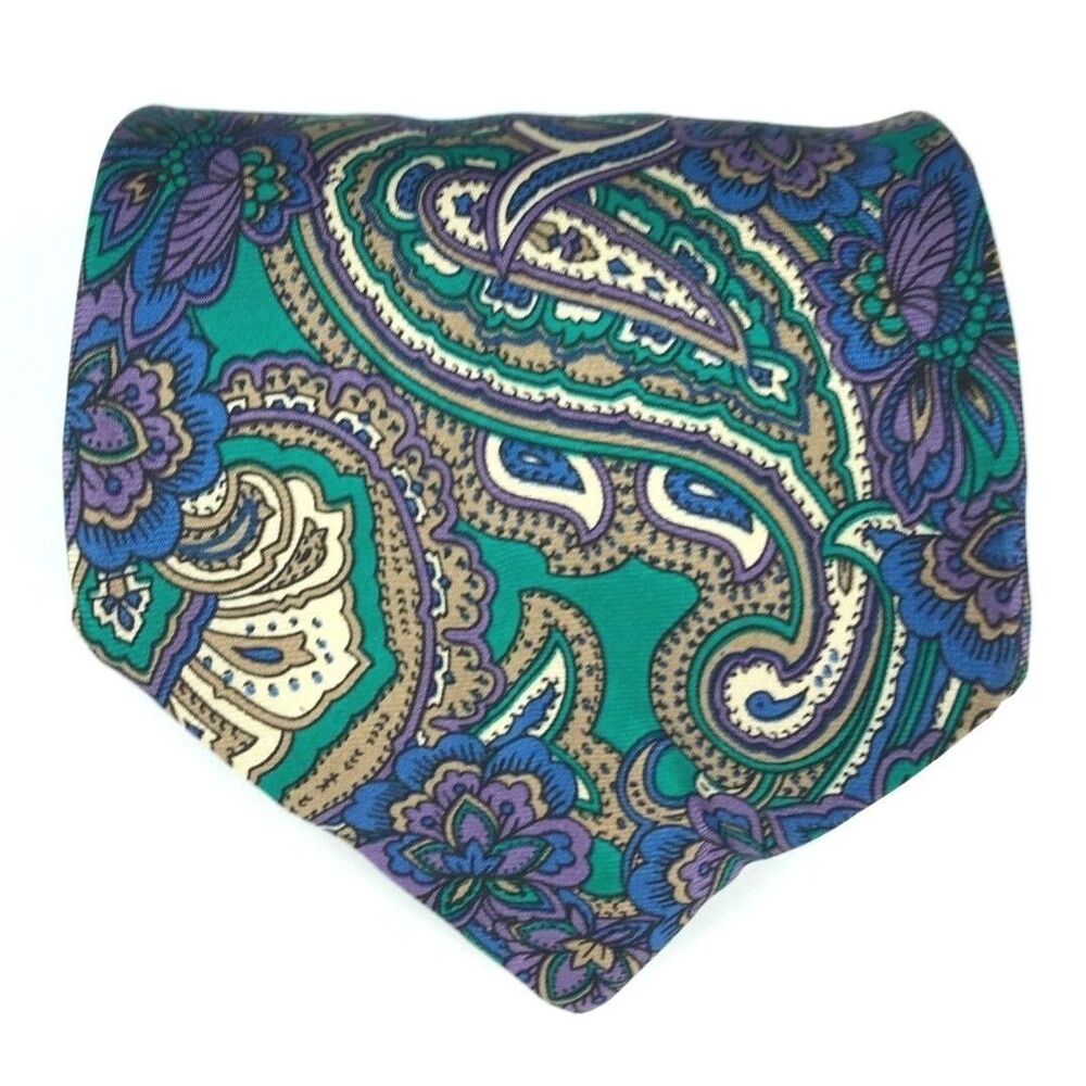 READ - Giorgio Armani Silk Multi Color Floral Paisley Necktie Made Italy